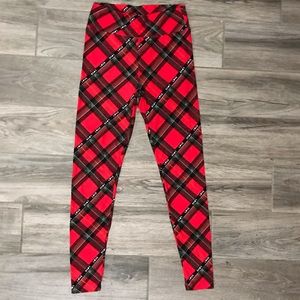 Red flannel leggings